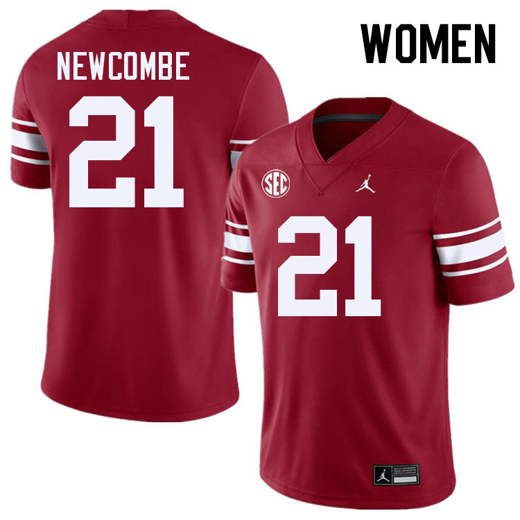 Women #21 Jeremiah Newcombe Oklahoma Sooners 2024 SEC Conference College Football Jerseys-Throwback